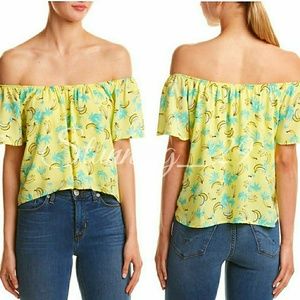 🆕 OFF SHOULDER SUNNY YELLOW BANANA PRINT  TOP